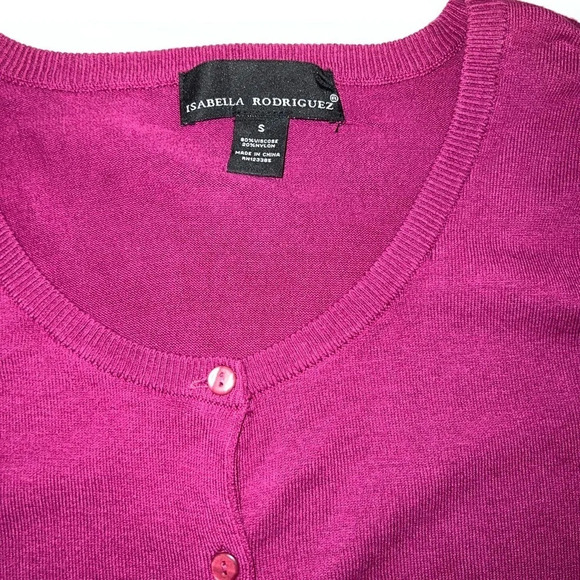 Isabella Rodriguez, S, Cardigan sweater short sleeve magenta color 80% viscose - Picture 4 of 4